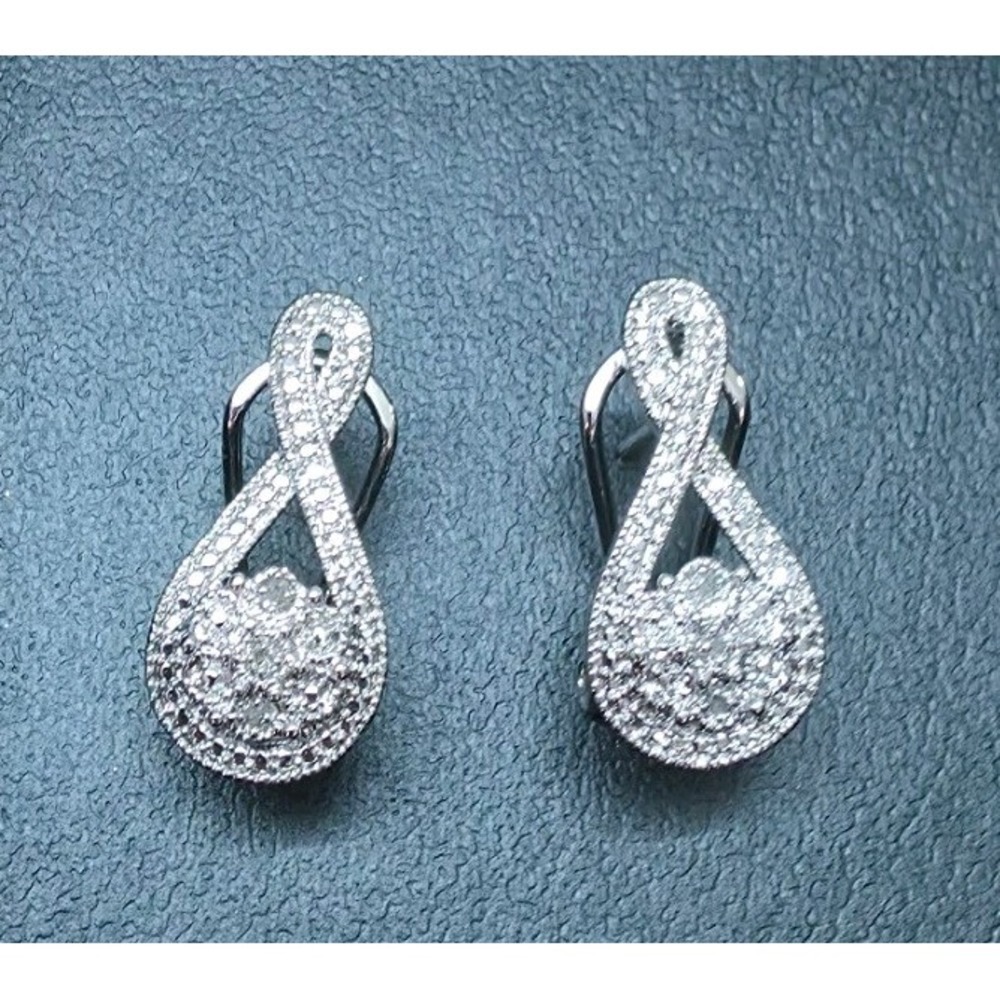 Kirian Silver Tone CZ Diamond Accent Infinity Flower Womens Pierced Earrings 1"